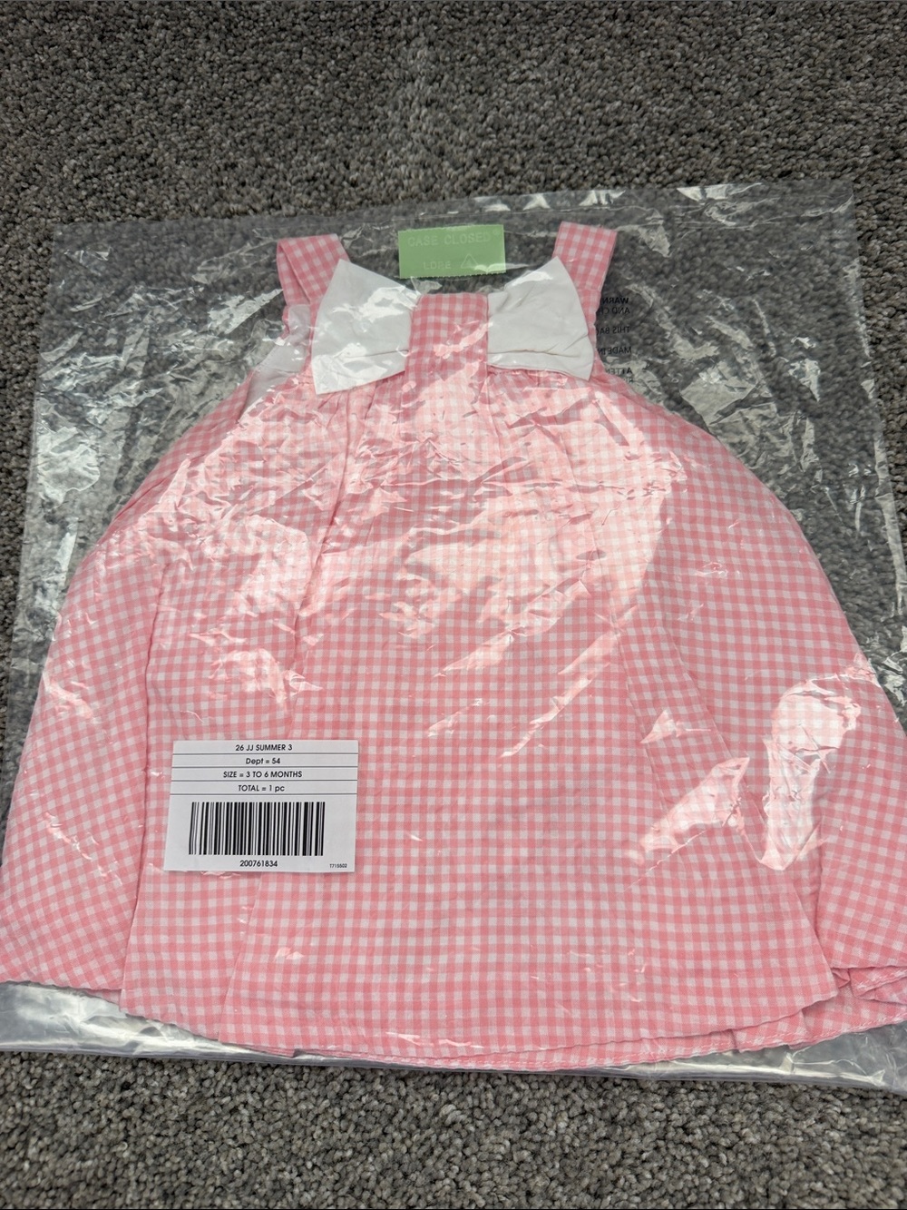 NWT Janie and Jack pink gingham Sundress, 3-6 mo. Lined, w/ Diaper Cover, $18
